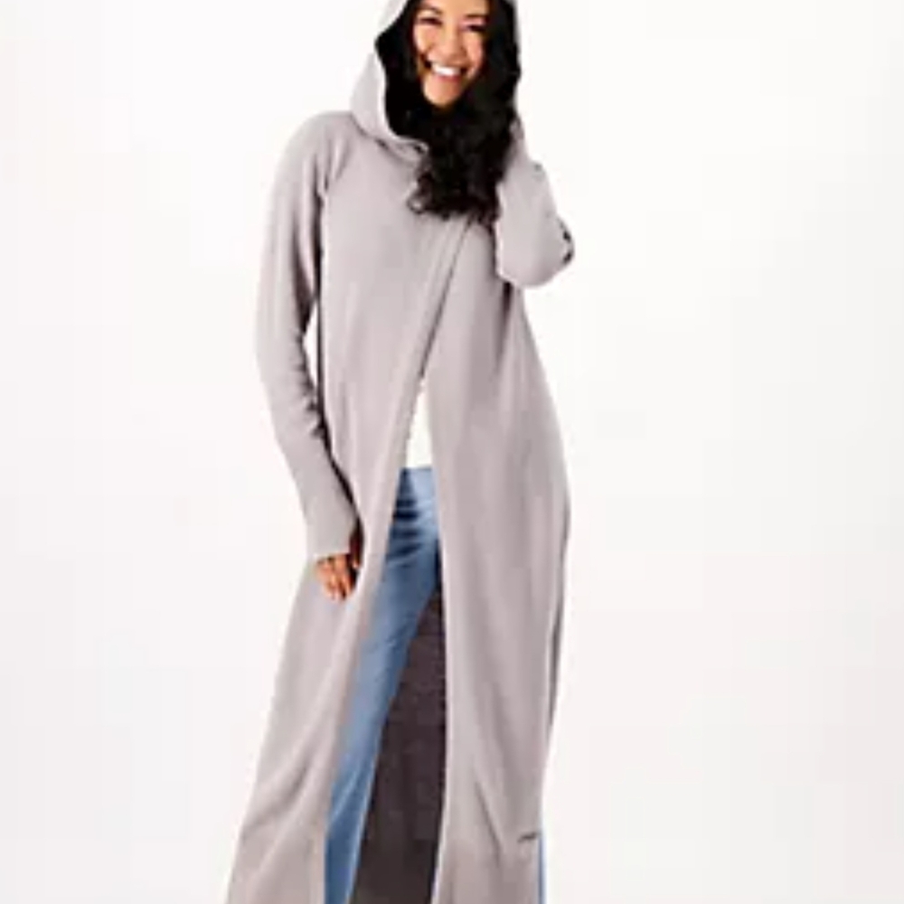 Peace Love World Gray Hooded Cardigan